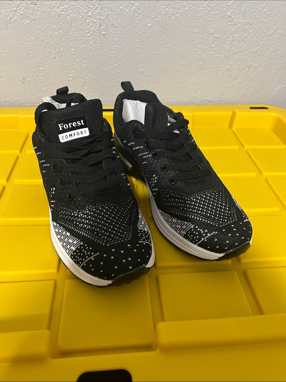 Men's Black Knit Athletic Sneakers with White Accents